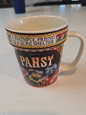 Craft Pansy Floral Ceramic Mug - Black, Yellow, Red, Blue